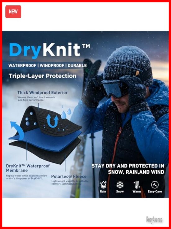 Waterproof Fleece Lined Beanie Hat for Men Women Winter Skull Cap main image 6